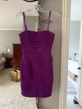 BCBGMaxAzria Purple Pleated Mini Dress